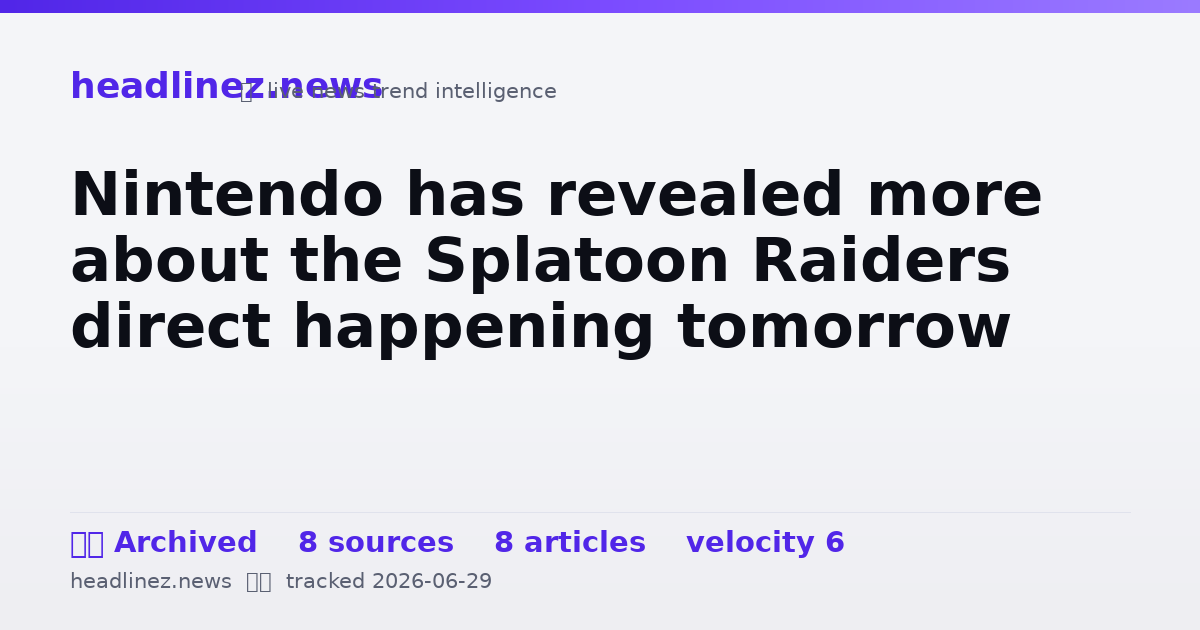 Visual summary for Nintendo has revealed more about the Splatoon Raiders direct happening tomorrow