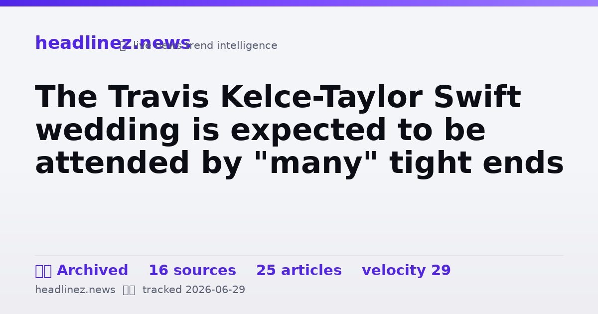 Visual summary for The Travis Kelce-Taylor Swift wedding is expected to be attended by "many" tight ends