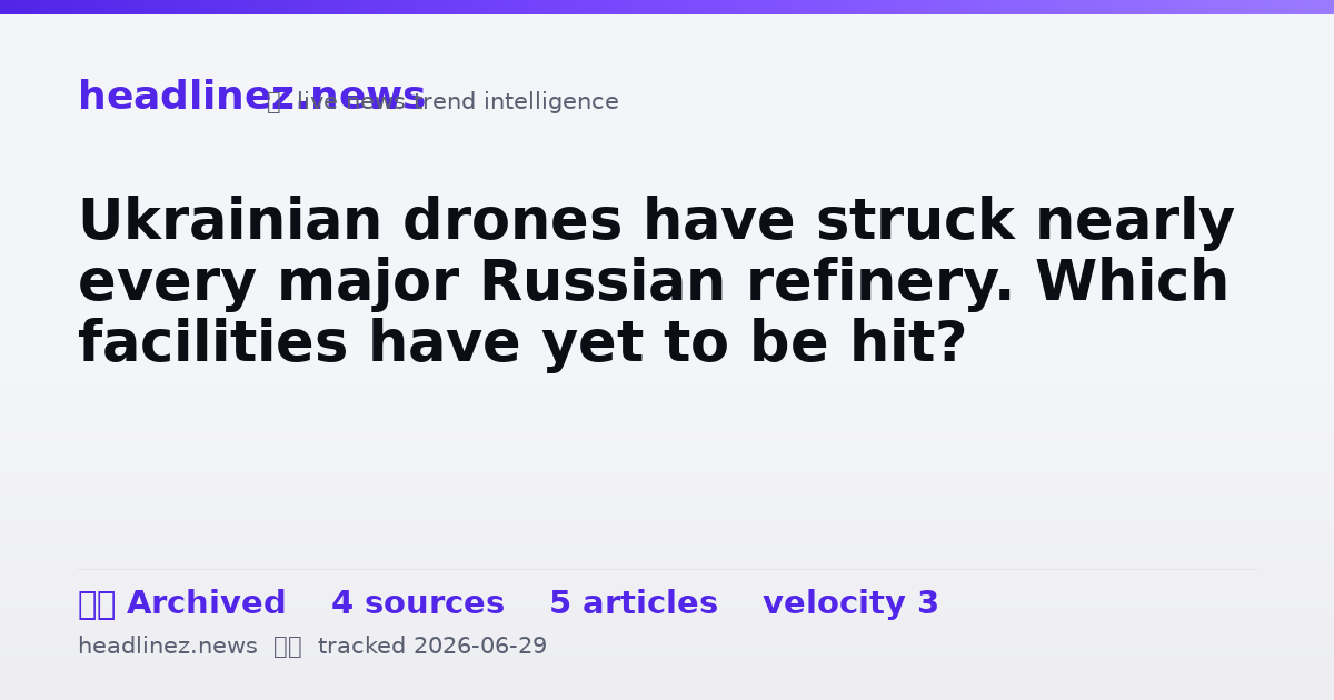Visual summary for Ukrainian drones have struck nearly every major Russian refinery. Which facilities have yet to be hit?