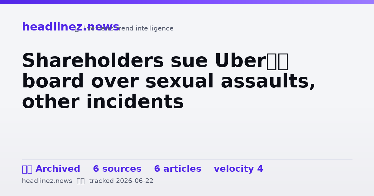 Visual summary for Shareholders sue Uber’s board over sexual assaults, other incidents