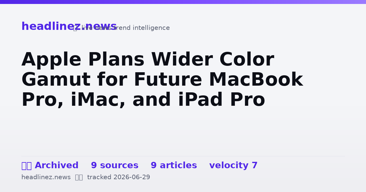 Visual summary for Apple Plans Wider Color Gamut for Future MacBook Pro, iMac, and iPad Pro