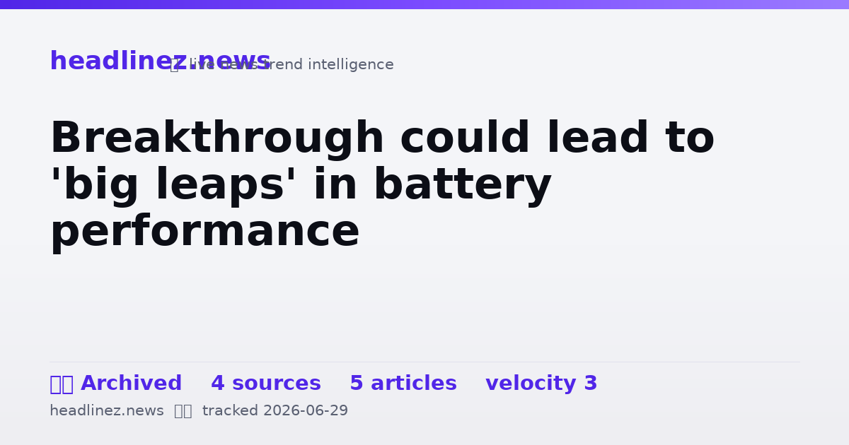 Visual summary for Breakthrough could lead to 'big leaps' in battery performance