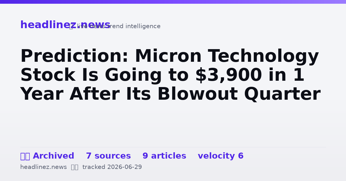 Visual summary for Prediction: Micron Technology Stock Is Going to $3,900 in 1 Year After Its Blowout Quarter