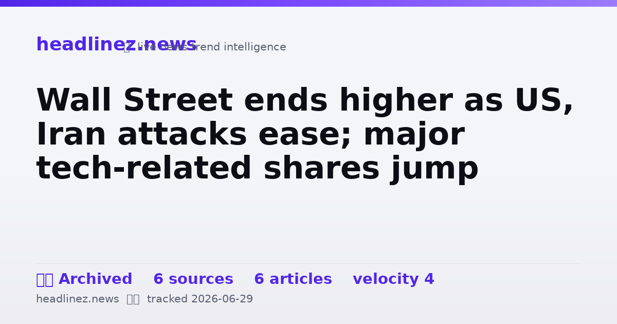 Visual summary for Wall Street ends higher as US, Iran attacks ease; major tech-related shares jump
