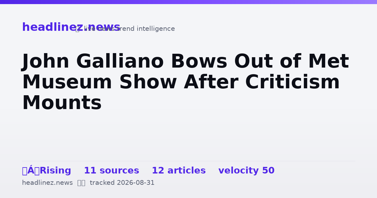 Visual summary for John Galliano Bows Out of Met Museum Show After Criticism Mounts