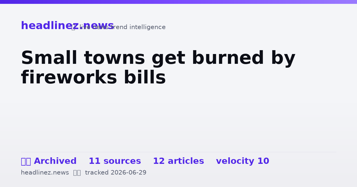 Visual summary for Small towns get burned by fireworks bills