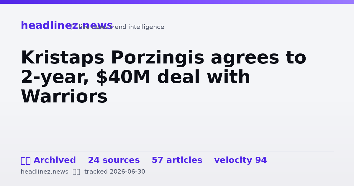 Visual summary for Kristaps Porzingis agrees to 2-year, $40M deal with Warriors