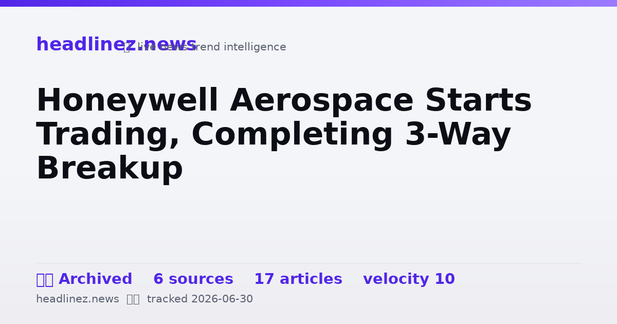 Visual summary for Honeywell Aerospace Starts Trading, Completing 3-Way Breakup