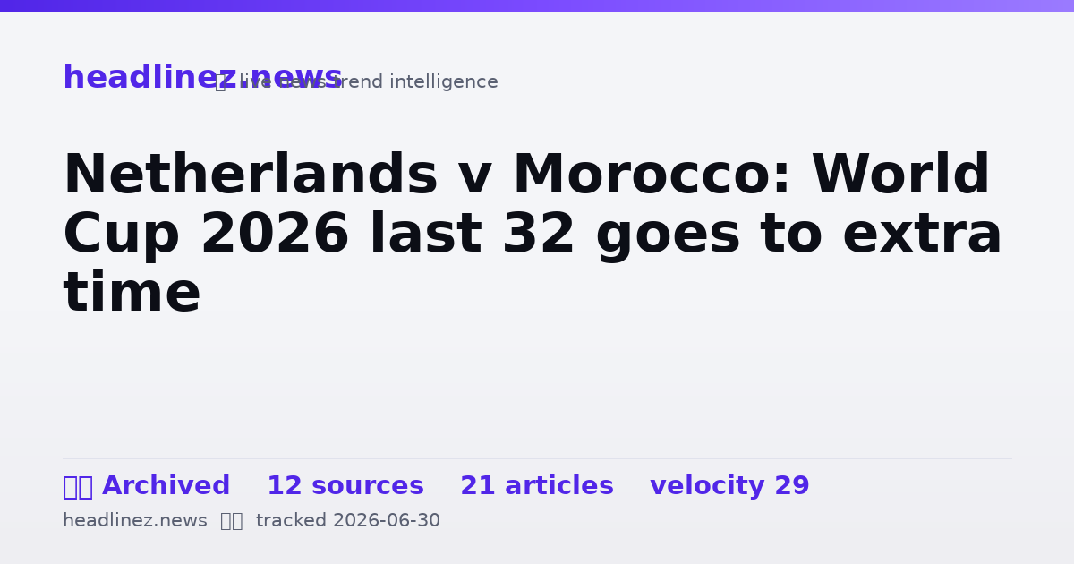 Visual summary for Netherlands v Morocco: World Cup 2026 last 32 goes to extra time