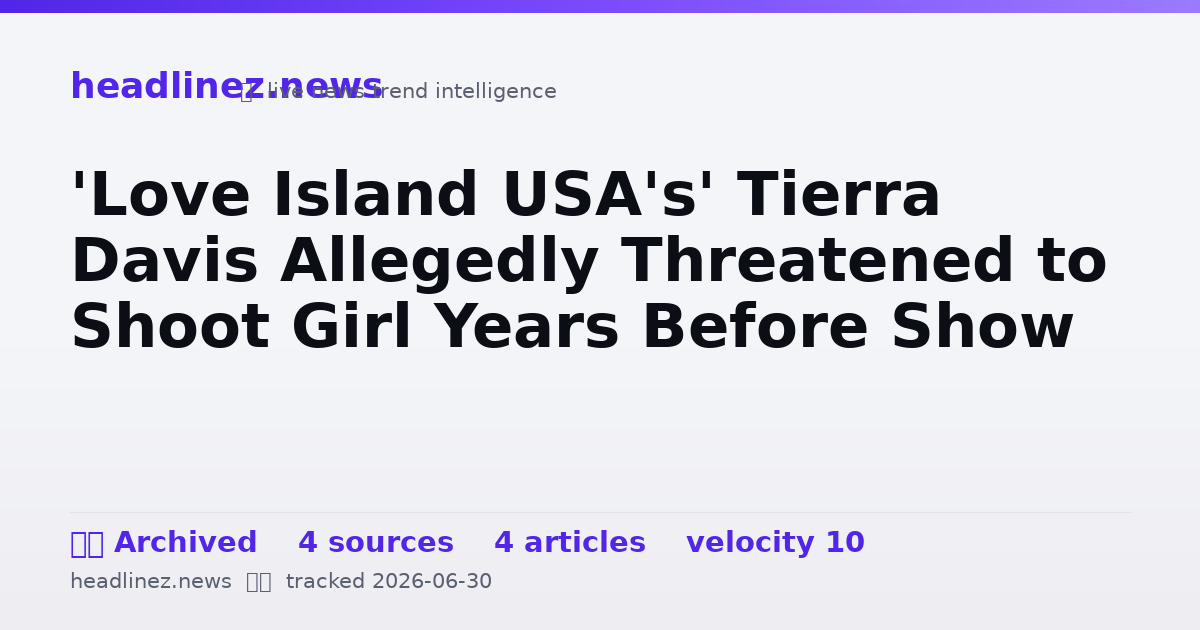 Visual summary for 'Love Island USA's' Tierra Davis Allegedly Threatened to Shoot Girl Years Before Show