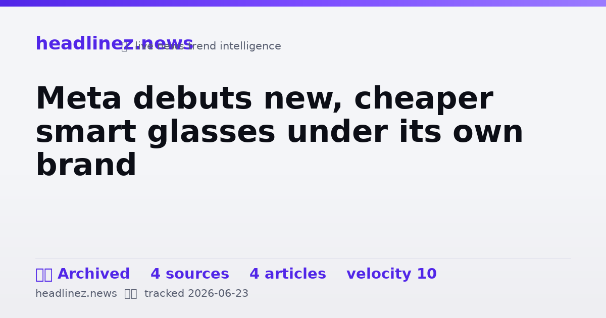 Visual summary for Meta debuts new, cheaper smart glasses under its own brand
