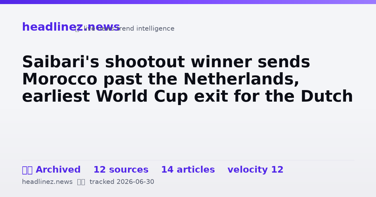 Visual summary for Saibari's shootout winner sends Morocco past the Netherlands, earliest World Cup exit for the Dutch