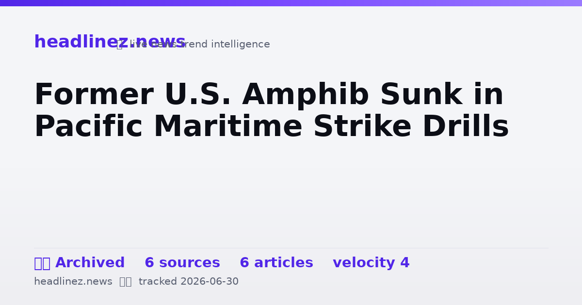 Visual summary for Former U.S. Amphib Sunk in Pacific Maritime Strike Drills