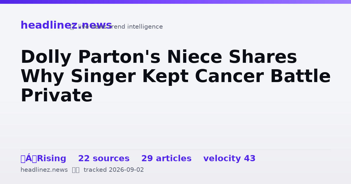 Visual summary for Dolly Parton's Niece Shares Why Singer Kept Cancer Battle Private
