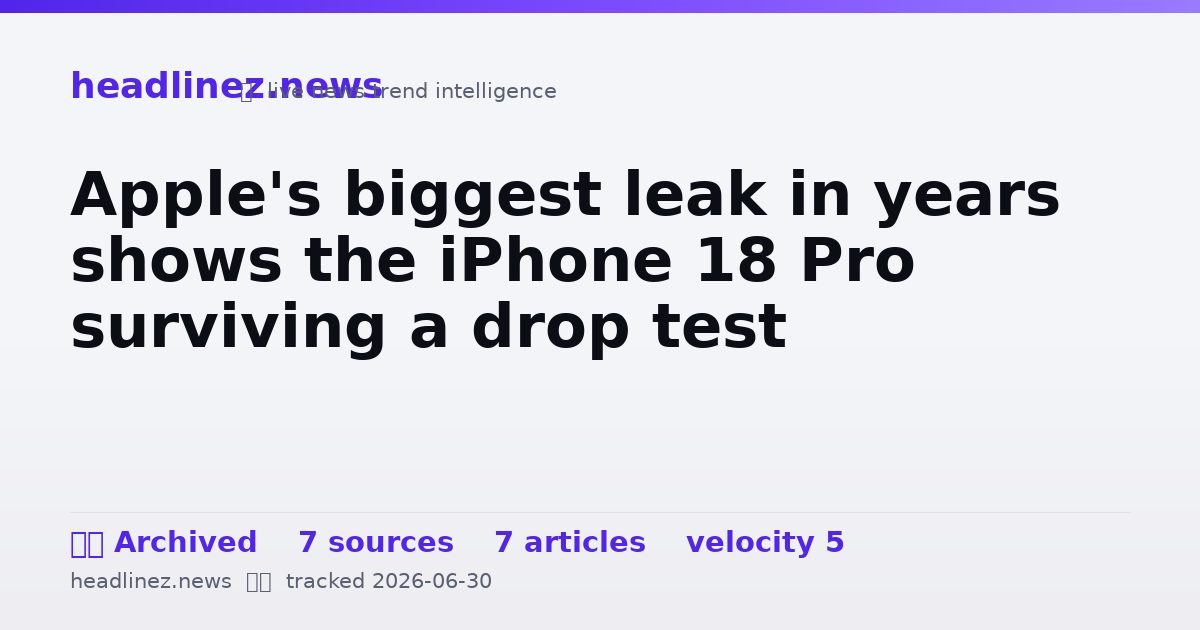 Visual summary for Apple's biggest leak in years shows the iPhone 18 Pro surviving a drop test