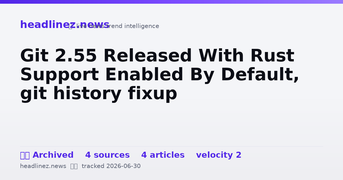 Visual summary for Git 2.55 Released With Rust Support Enabled By Default, git history fixup