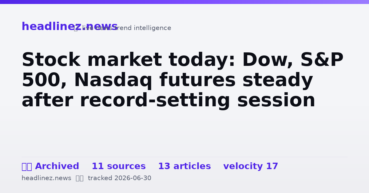 Visual summary for Stock market today: Dow, S&P 500, Nasdaq futures steady after record-setting session