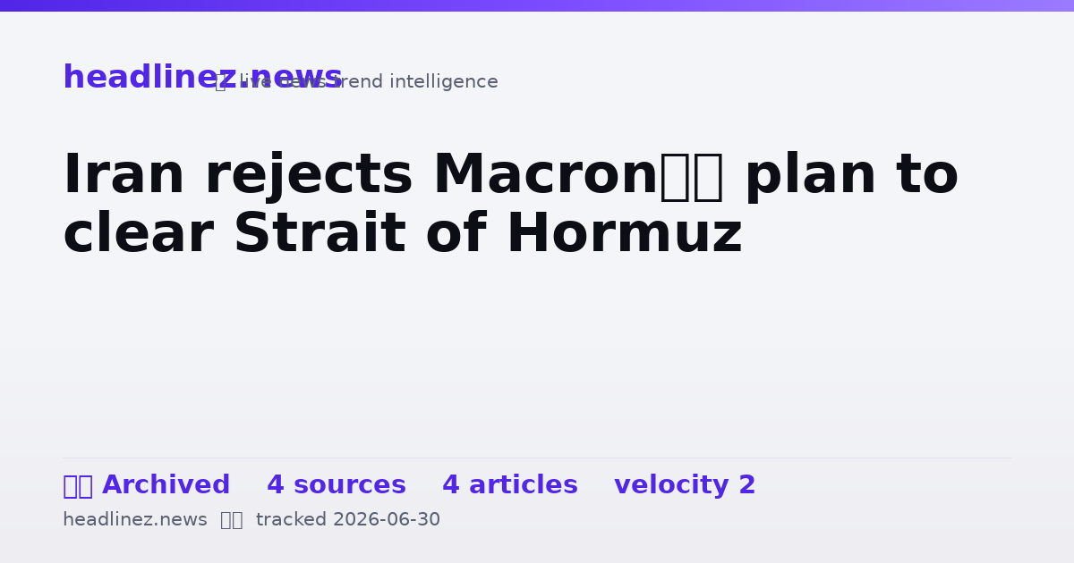 Visual summary for Iran rejects Macron’s plan to clear Strait of Hormuz