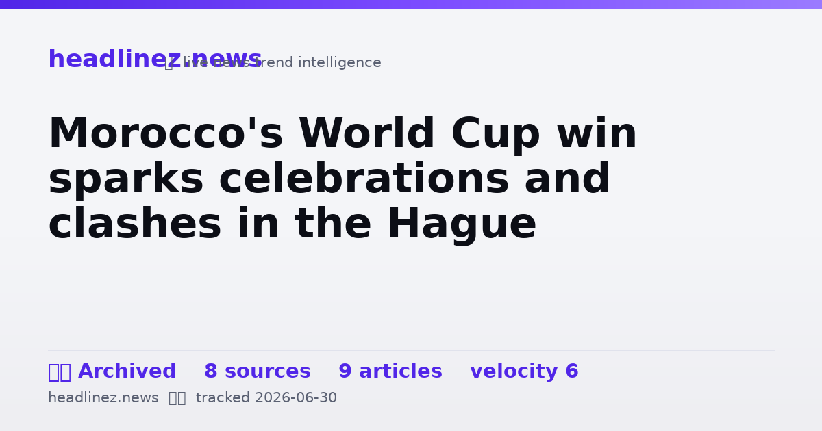 Visual summary for Morocco's World Cup win sparks celebrations and clashes in the Hague