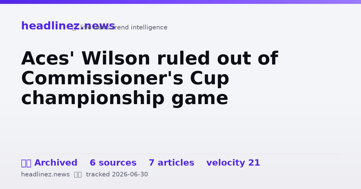Visual summary for Aces' Wilson ruled out of Commissioner's Cup championship game