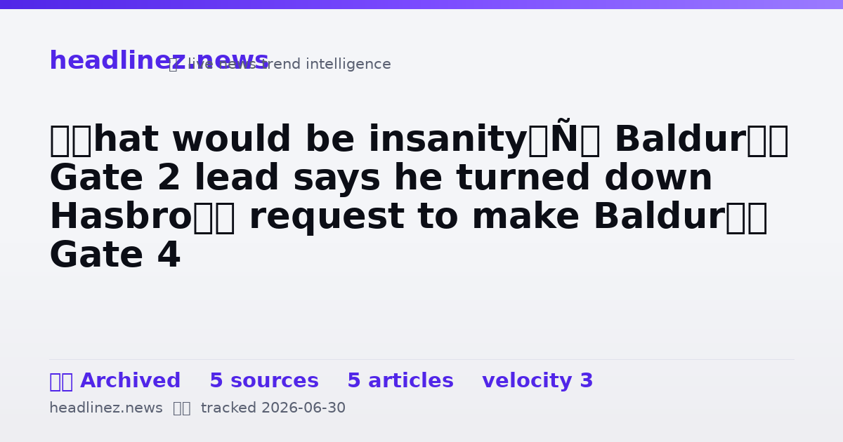 Visual summary for ‘That would be insanity’: Baldur’s Gate 2 lead says he turned down Hasbro’s request to make Baldur’s Gate 4