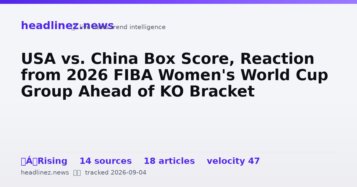 Visual summary for USA vs. China Box Score, Reaction from 2026 FIBA Women's World Cup Group Ahead of KO Bracket