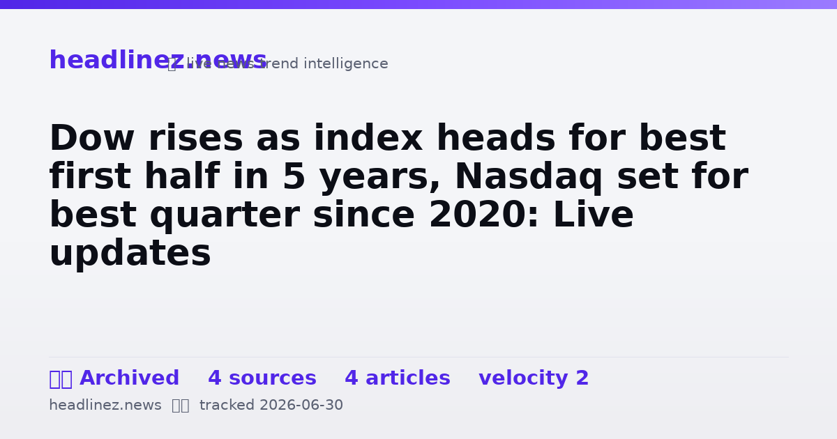 Visual summary for Dow rises as index heads for best first half in 5 years, Nasdaq set for best quarter since 2020: Live updates