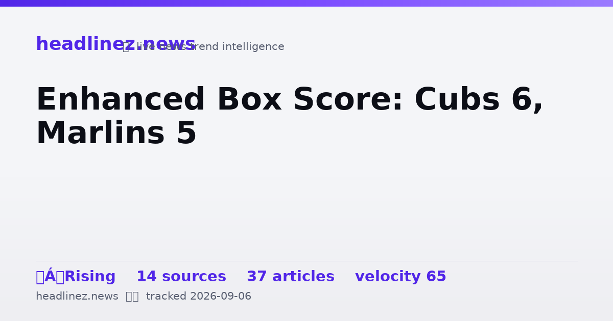 Visual summary for Enhanced Box Score: Cubs 6, Marlins 5