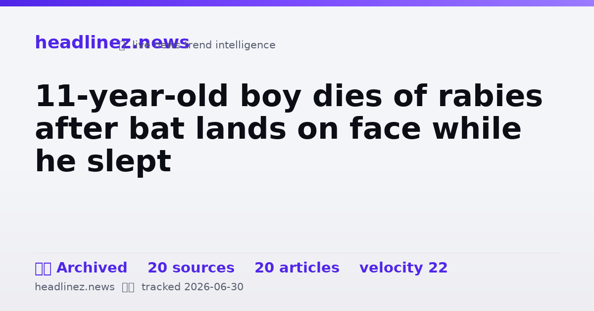Visual summary for 11-year-old boy dies of rabies after bat lands on face while he slept