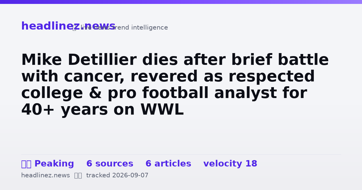 Visual summary for Mike Detillier dies after brief battle with cancer, revered as respected college & pro football analyst for 40+ years on WWL