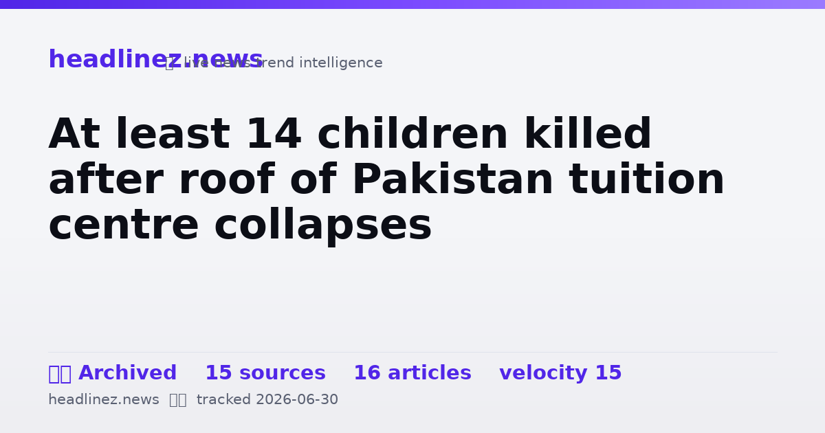 Visual summary for At least 14 children killed after roof of Pakistan tuition centre collapses