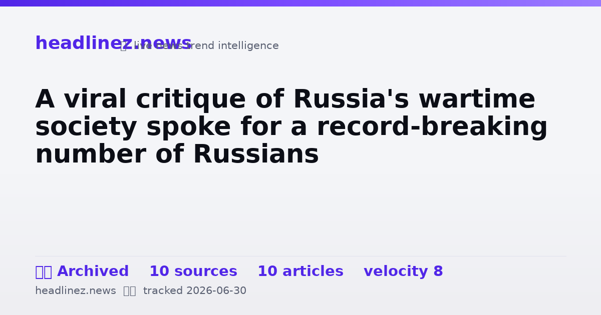 Visual summary for A viral critique of Russia's wartime society spoke for a record-breaking number of Russians
