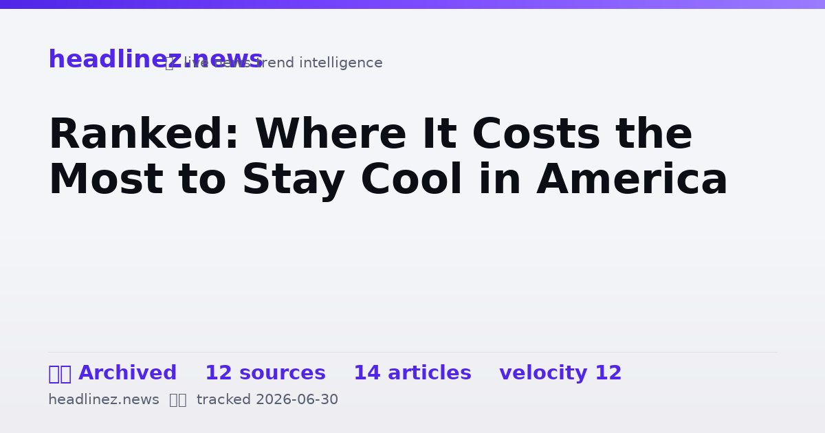 Visual summary for Ranked: Where It Costs the Most to Stay Cool in America