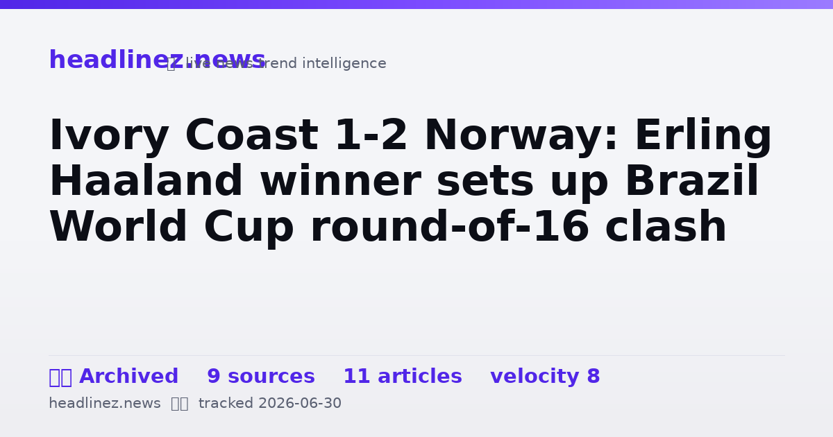Visual summary for Ivory Coast 1-2 Norway: Erling Haaland winner sets up Brazil World Cup round-of-16 clash