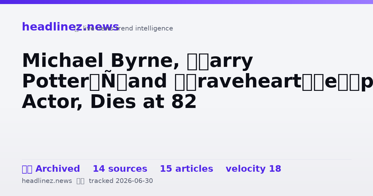 Visual summary for Michael Byrne, ‘Harry Potter’ and ‘Braveheart’ Actor, Dies at 82