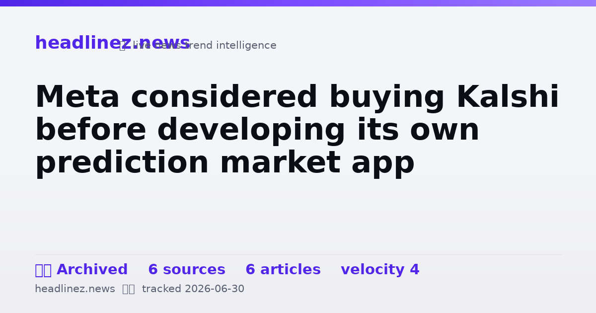 Visual summary for Meta considered buying Kalshi before developing its own prediction market app