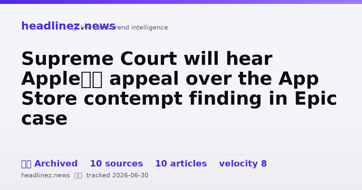 Visual summary for Supreme Court will hear Apple’s appeal over the App Store contempt finding in Epic case