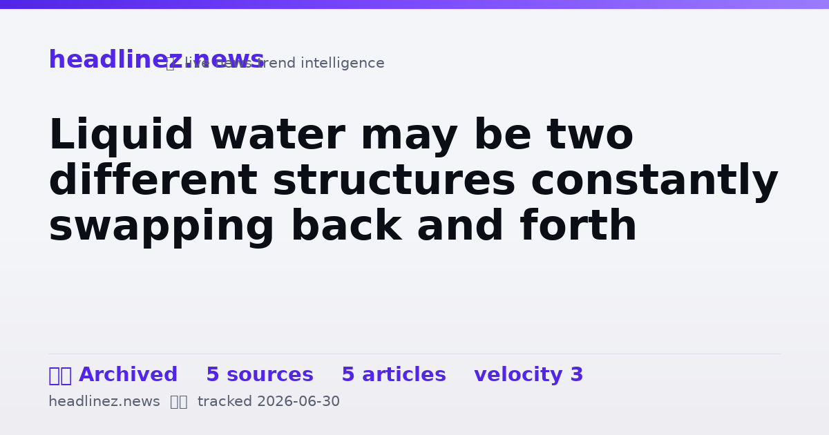 Visual summary for Liquid water may be two different structures constantly swapping back and forth