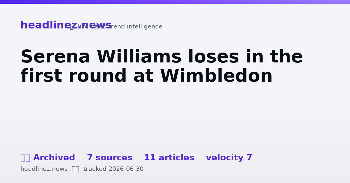 Visual summary for Serena Williams loses in the first round at Wimbledon