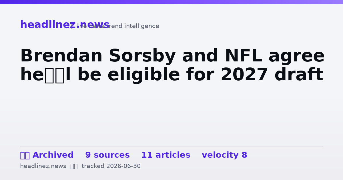 Visual summary for Brendan Sorsby and NFL agree he’ll be eligible for 2027 draft
