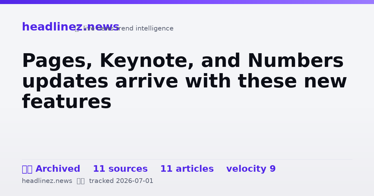 Visual summary for Pages, Keynote, and Numbers updates arrive with these new features