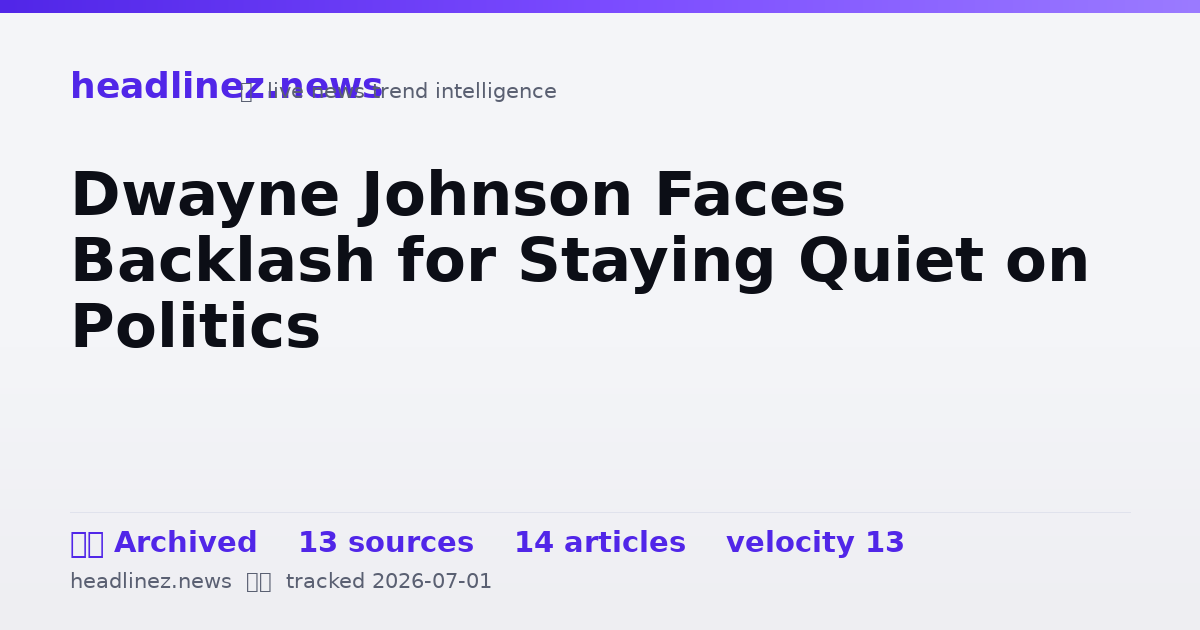 Visual summary for Dwayne Johnson Faces Backlash for Staying Quiet on Politics