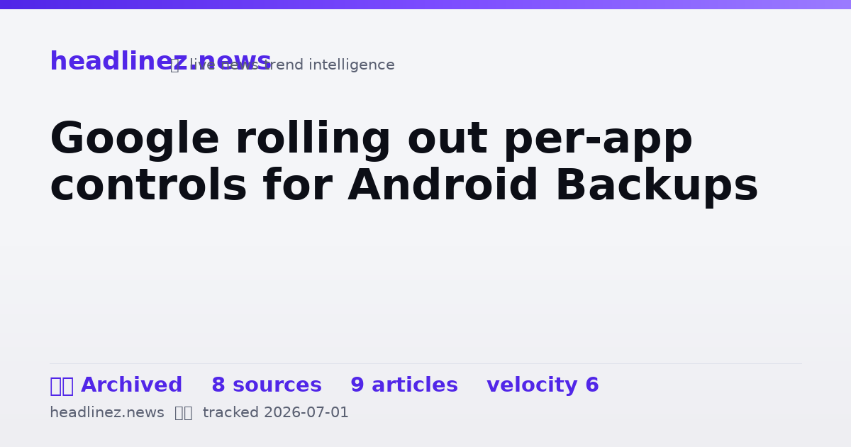Visual summary for Google rolling out per-app controls for Android Backups