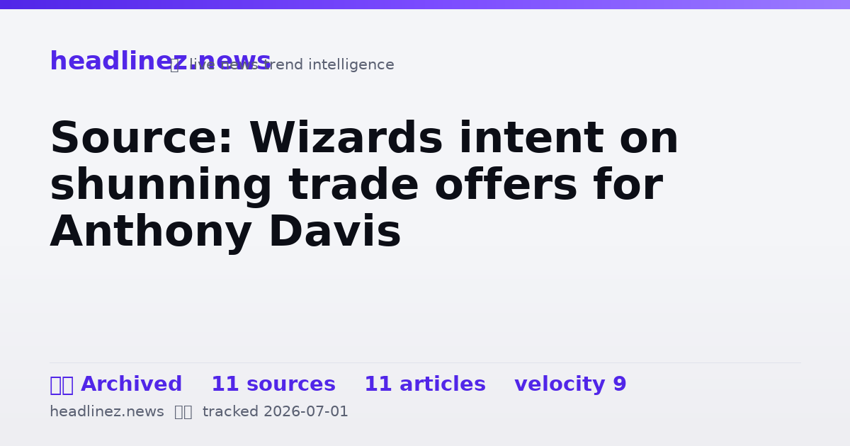Visual summary for Source: Wizards intent on shunning trade offers for Anthony Davis