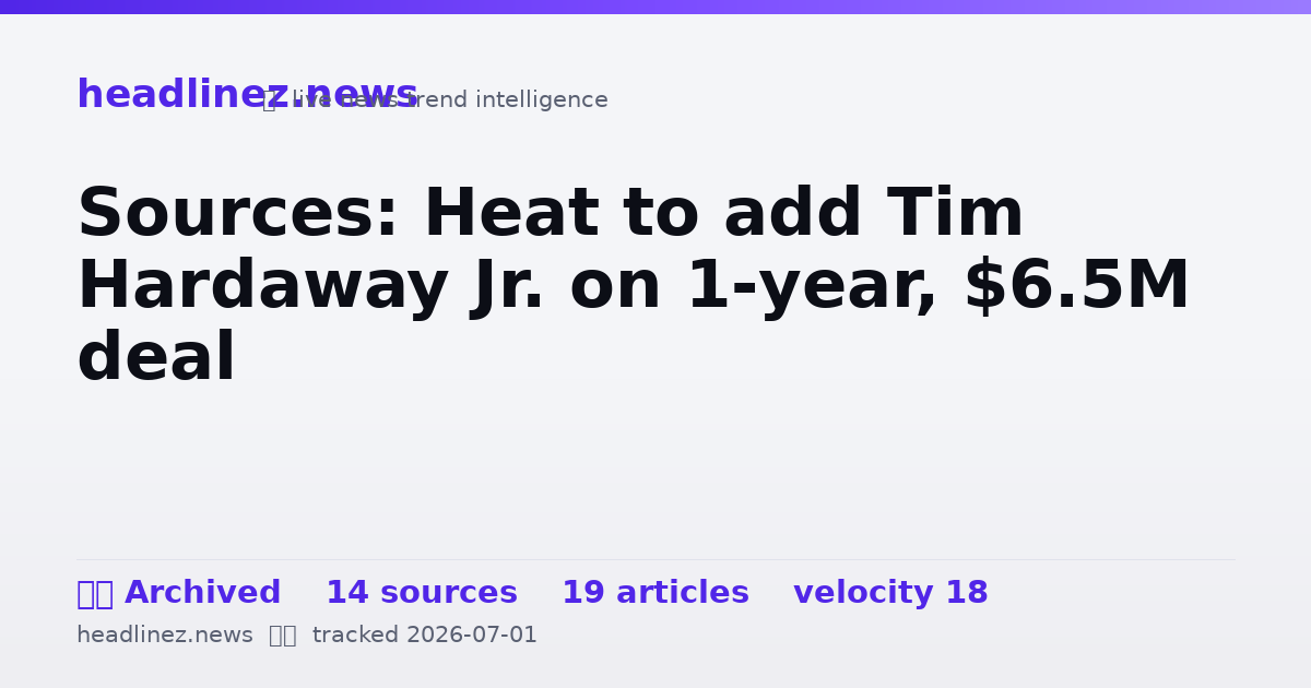 Visual summary for Sources: Heat to add Tim Hardaway Jr. on 1-year, $6.5M deal
