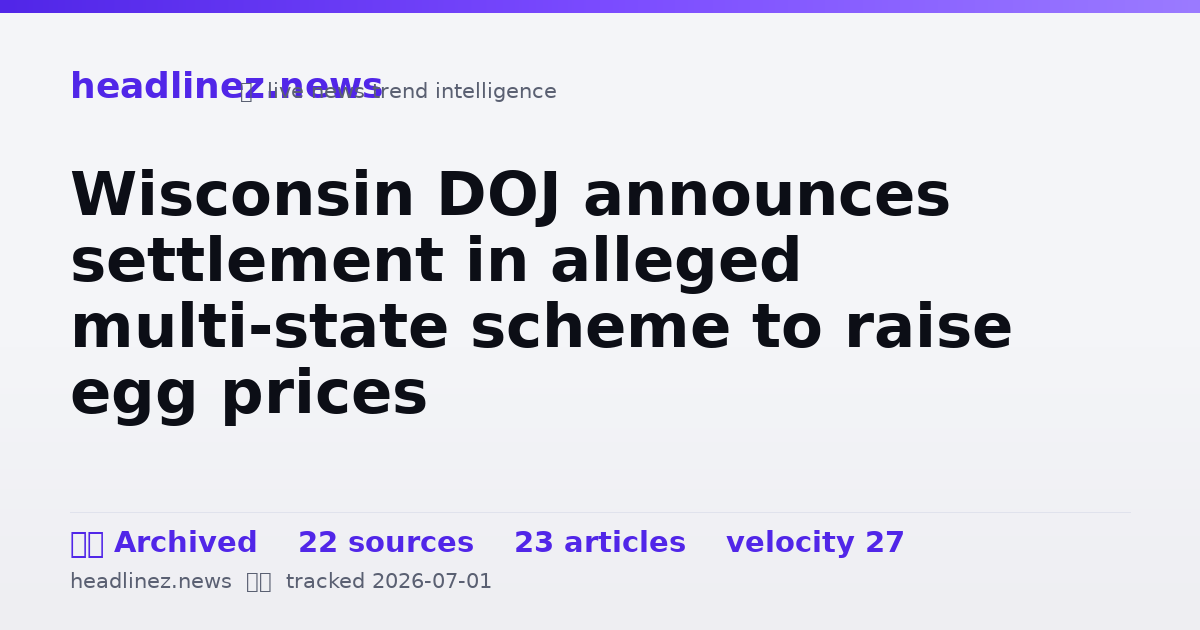 Visual summary for Wisconsin DOJ announces settlement in alleged multi-state scheme to raise egg prices