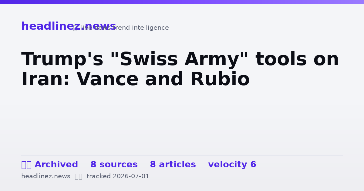 Visual summary for Trump's "Swiss Army" tools on Iran: Vance and Rubio