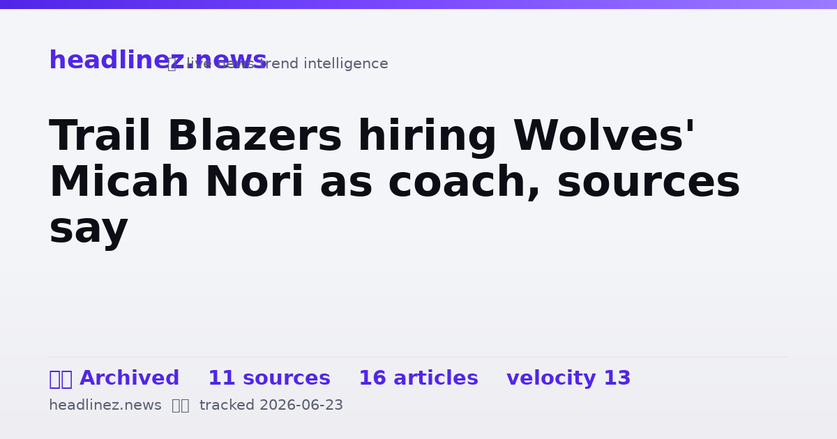 Visual summary for Trail Blazers hiring Wolves' Micah Nori as coach, sources say