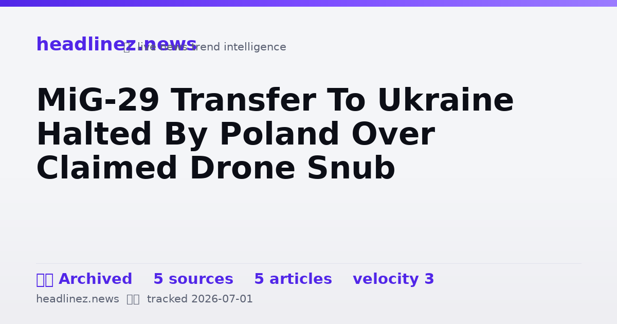 Visual summary for MiG-29 Transfer To Ukraine Halted By Poland Over Claimed Drone Snub