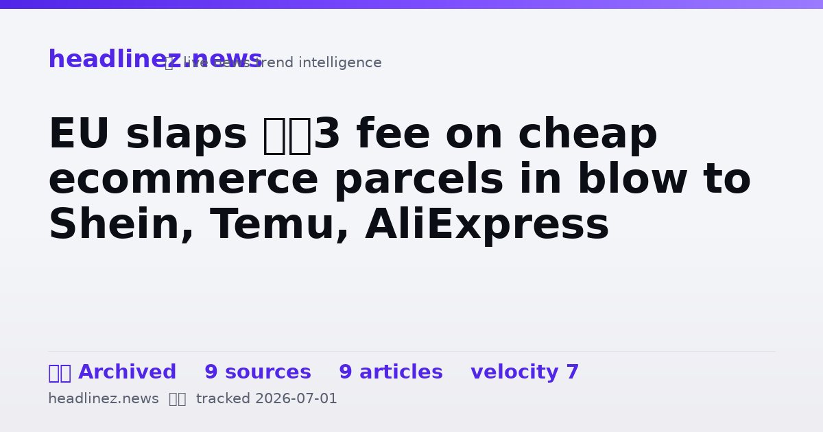 Visual summary for EU slaps €3 fee on cheap ecommerce parcels in blow to Shein, Temu, AliExpress